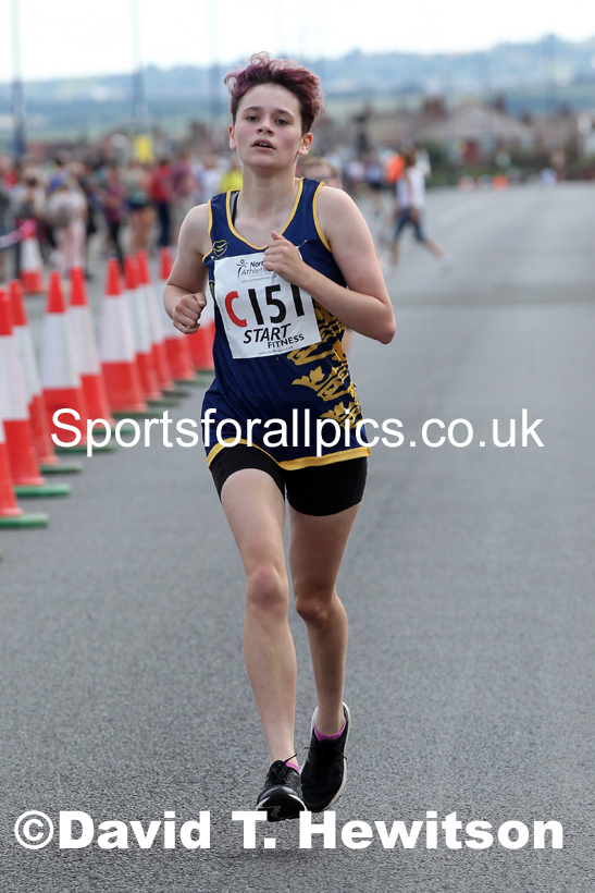 Womens under-17s 2021 Northern 6 and 4 Stage and Young Athletes Road Relays, Redcar. Photo: David T. Hewitson/Sports for All Pics